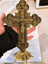 Antique Bronze INRI Catholic Religious Altar Standing Wall Crucifix Cross Church