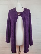 Marble Wool Blend Purple Cardigan Chunky Knit Large Button