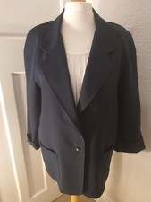 Size 20 Slimma Navy Unlined Jacket with Two Gold Buttons & Two Pockets VGC