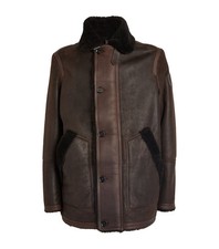 Belstaff Mens Merino Lamb Shearling Ramsey Coat Ebony Brown 38 UK 48 IT M £2,250