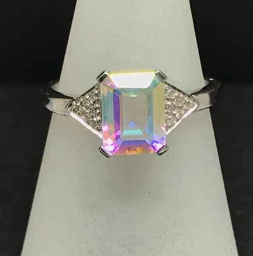 Mystic topaz diamond ring - topaz,