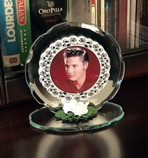 Elvis Presley Icon Cut Glass Round Plaque Limited Edition by Cellini Plaques