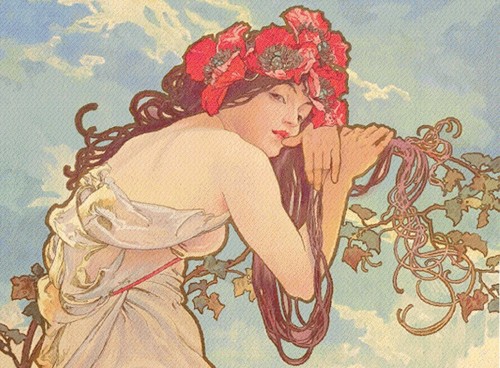 Mucha art nouveau woman summer - mucha,