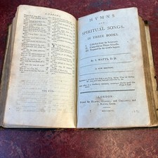 Watts Book of Psalms Hymns and Spiritual Songs 1796 Leather Antiquarian Bible