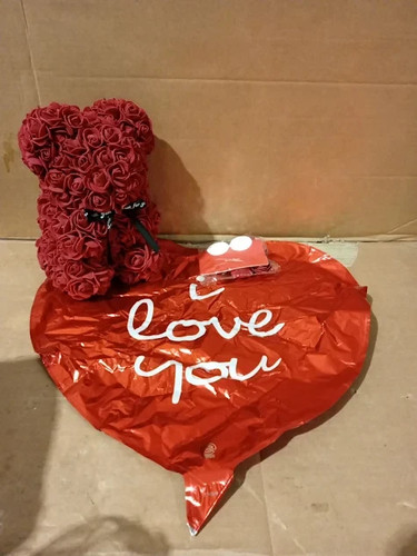 Red rose flower teddy bear - teddy,