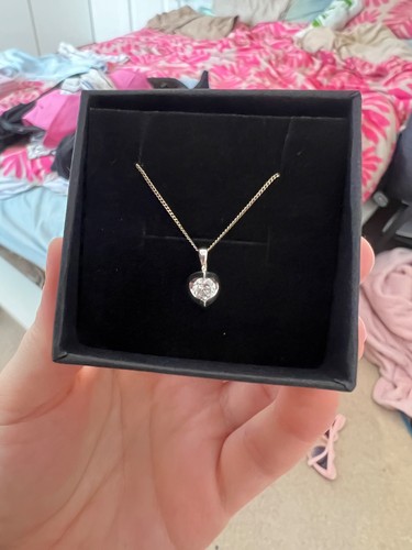Silver diamond necklace - silver,