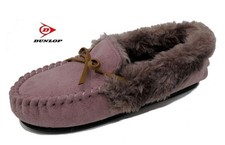 Dunlop Women's Thermal Lined Moccasin Slippers with Hard Sole - Post Free