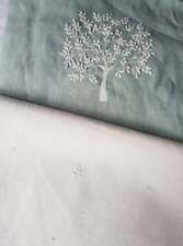 Pair Curtains made in Morris & Co Woodland Tree Embroidered Celadon Linen Fabric