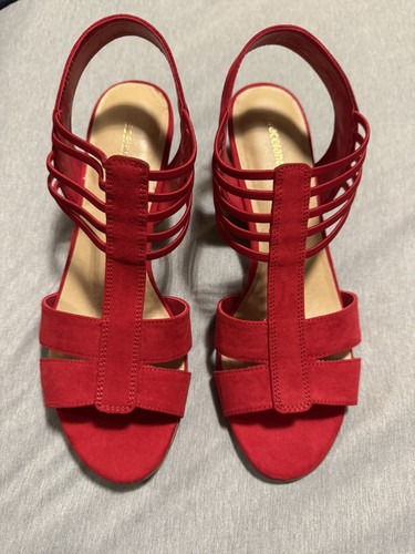 Red suede type sandals - suede,