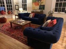 Luxury Blue Velvet 3-Seater