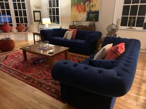 Luxury blue velvet seater - luxury,