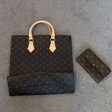 Auth Louis Vuitton Sac Plat M51140 Monogram Tote Bag LV w. Matching purse