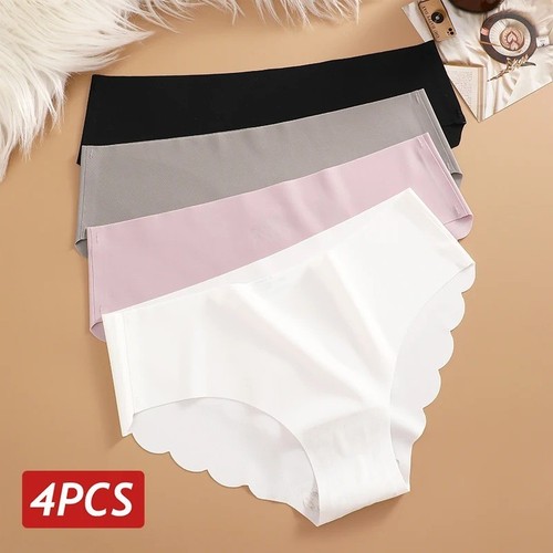 4pcs ice silk seamless panties - silk,