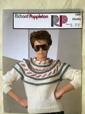 Richard Poppleton knitting pattern 1949. Sweater in Chunky 32-40".NEW, old stock