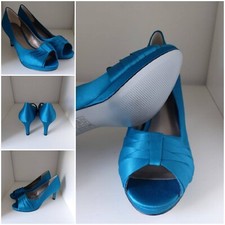 Jacques Vert Peacock Blue Peep Toe Shoes Size 6 BRAND NEW