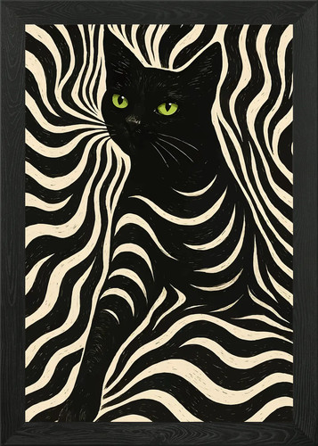 Black cat optical illusion - cat,