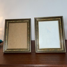 Set Of 2 Brown Floral Gold Quilt Photograph Frames photographs approx 6” X 8”