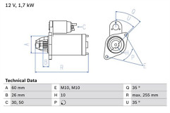 Bosch 0986018170 starter motor - 0986018170,
