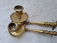 PAIR OF ANTIQUE BRASS PIANO CANDLE SCONCES CANDLESTICKS