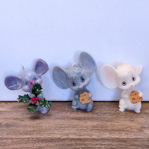 Vtg wax candle mouse figures - vtg,