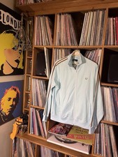 Men’s Fred Perry Tracksuit Top Medium Vintage VGC Blue/brown