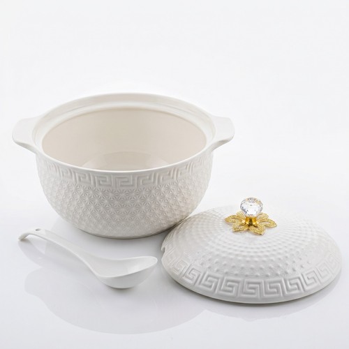 White ceramic serving bowl - ceramic,