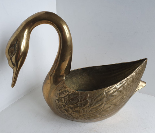 Vintage large heavy brass - large, swan
