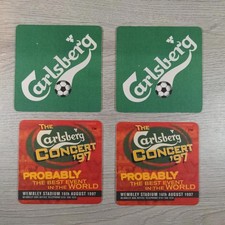 Carlsberg 4 x Vintage Beer Mats Pub Bar Coaster Breweriana