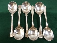 6 Nice Vintage Soup Spoons kings pattern silver plated EPNS A1