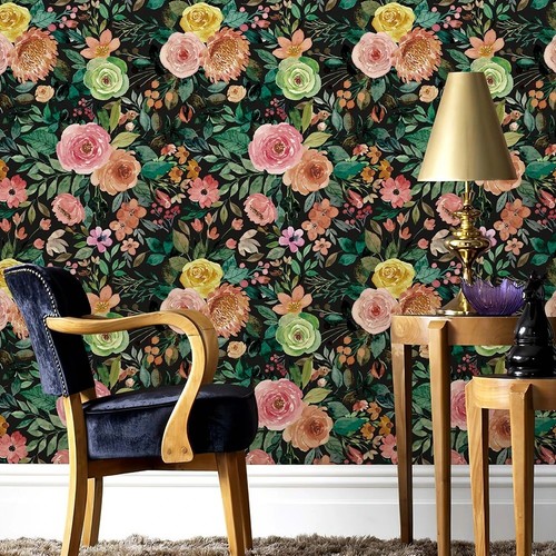 Green leaf pink floral - green,