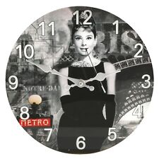 Iconic Collection Glass Wall Clock 30cm Female Icon I Breakfast at Tiffany's