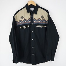 Vintage Denim Western Shirt Aztec Cowboy 90s SZ L (T9367)