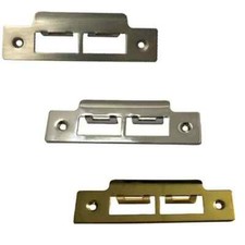 114mm Square Strike Plate Double for Tubular Mortice Door Latches | Brass/Chrome