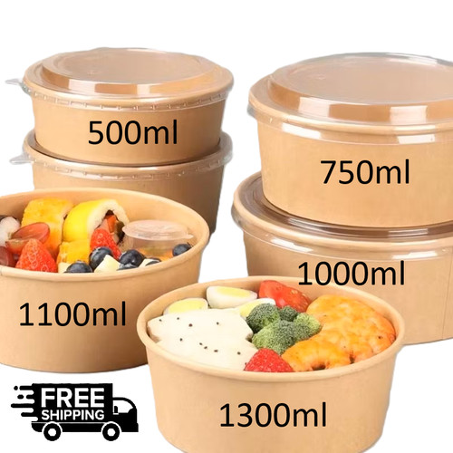 Disposable kraft paper bowl - kraft,