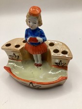 Rare 1930s Art Deco Lusterware Usherette Figurine Cigarette Holder Ashtray
