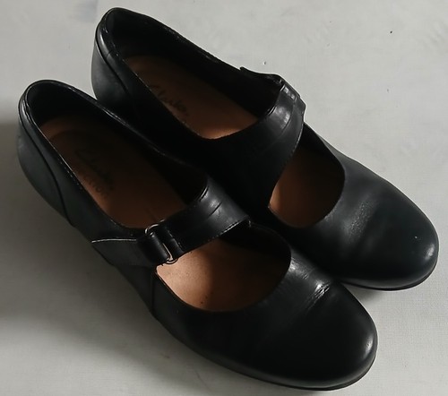 Womens clarks black leather - black,