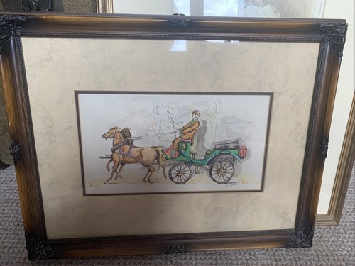 Vintage original glazed framed - original,