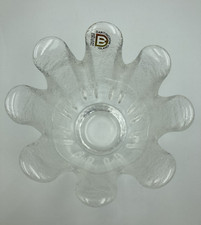 Vintage Dartington Daisy Candle Holder Textured Clear Crystal Frank Thrower 80s