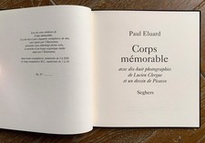 Rare photographic book. Signed Lucien Clergue. Poet Paul Eluard. Corps mémorable