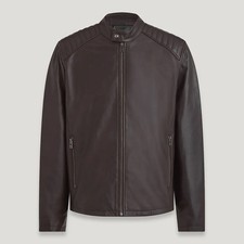 Belstaff Men's Biker Leather Jacket Dark Brown Size 40