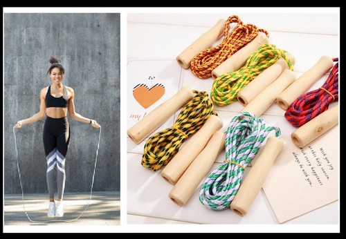 Skipping rope wooden handle - wooden,