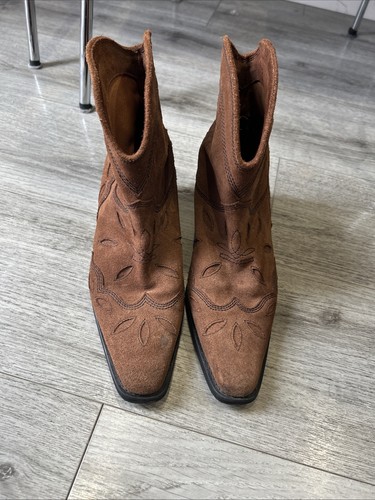 Ganni brown ankle leather - brown,