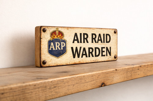 Air raid warden wood sign - warden, 28cm
