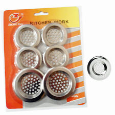 Set of 5 Metal Sink Strainer Bath Basin Plughole Filter Kitchen Drain Strainers