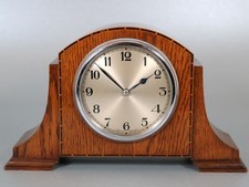 SMALL ART DECO ENGLISH MANTEL CLOCK 8 day PLATFORM ESCAPEMENT Smiths OAK