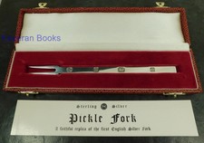Vintage Sterling Silver Pickle Fork In Box Exact Replica Of 1632 Manners Fork