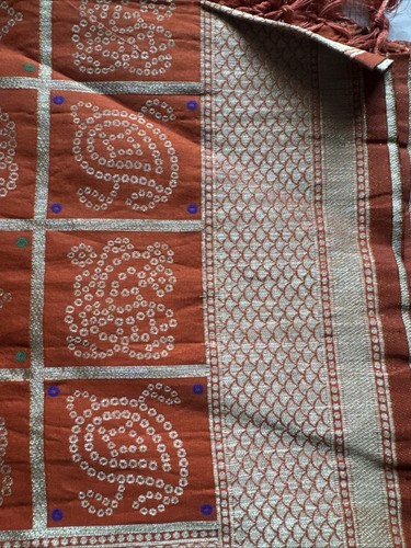 Orange silk bandhani duppata - orange,
