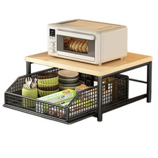 Space-Saving Kitchen Countertop Organizer with Drawer & Wire Basket -4450