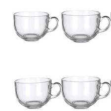 4pcs 15oz Plain Clear Glass Coffee Mug Hot Latte Cappuccino Tea Drinking Cup