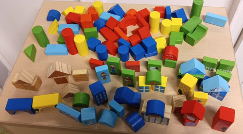 Wooden building blocks - blocks, kids